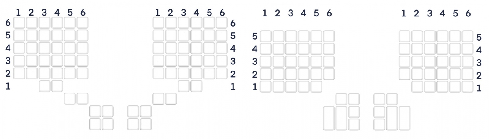 6х6 (76 клавиш)                                                                   5х6 (70 клавиш)