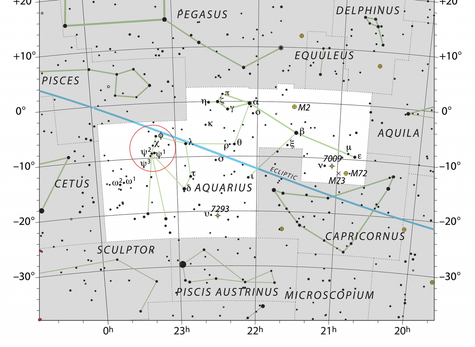 Координаты созвездия Водолей