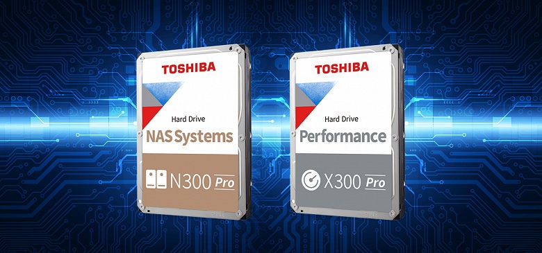 Представлены жёсткие диски Toshiba N300 Pro и X300 Pro 