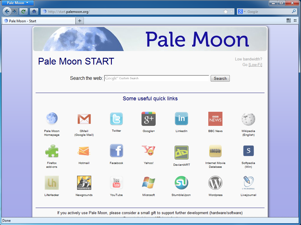 Pale moon windows xp