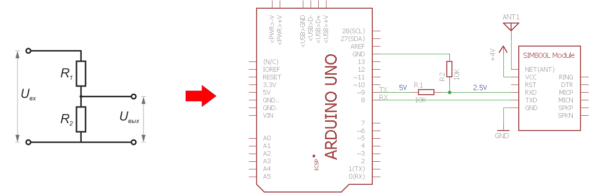 Sim800 схема подключения