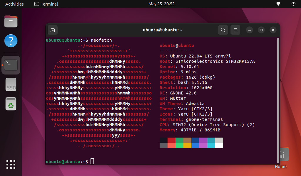 STM32MP1 запуск Ubuntu 22.04 GPU и графический сервер Wayland… - 13