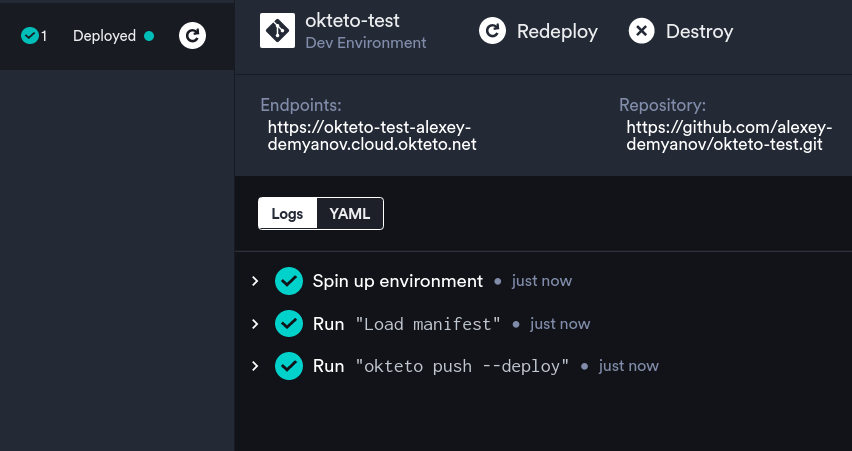 Okteto Cloud – ещё один способ организации локальной разработки в Kubernetes - 6