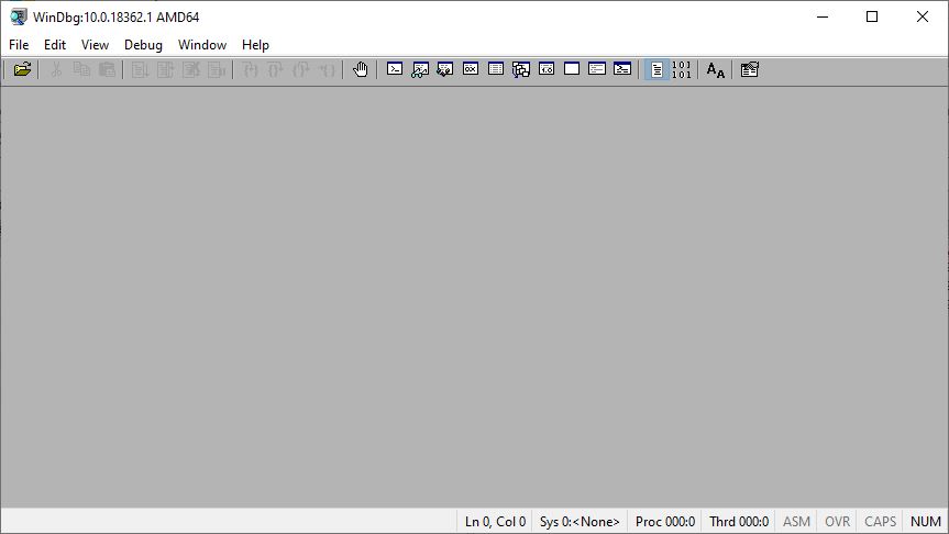 Стартовое окно классического WinDbg