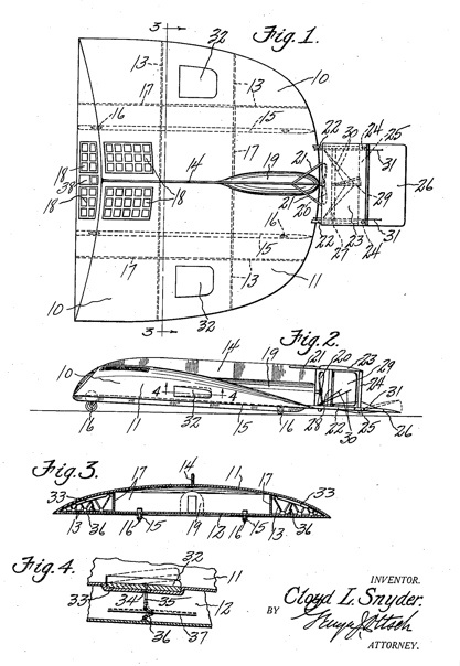Общий вид самолёта Снайдера. Патент США №1855695