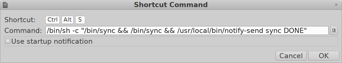 Рис. 5. Пример настройки «горячей клавиши» в xfce4-keyboard-settings.