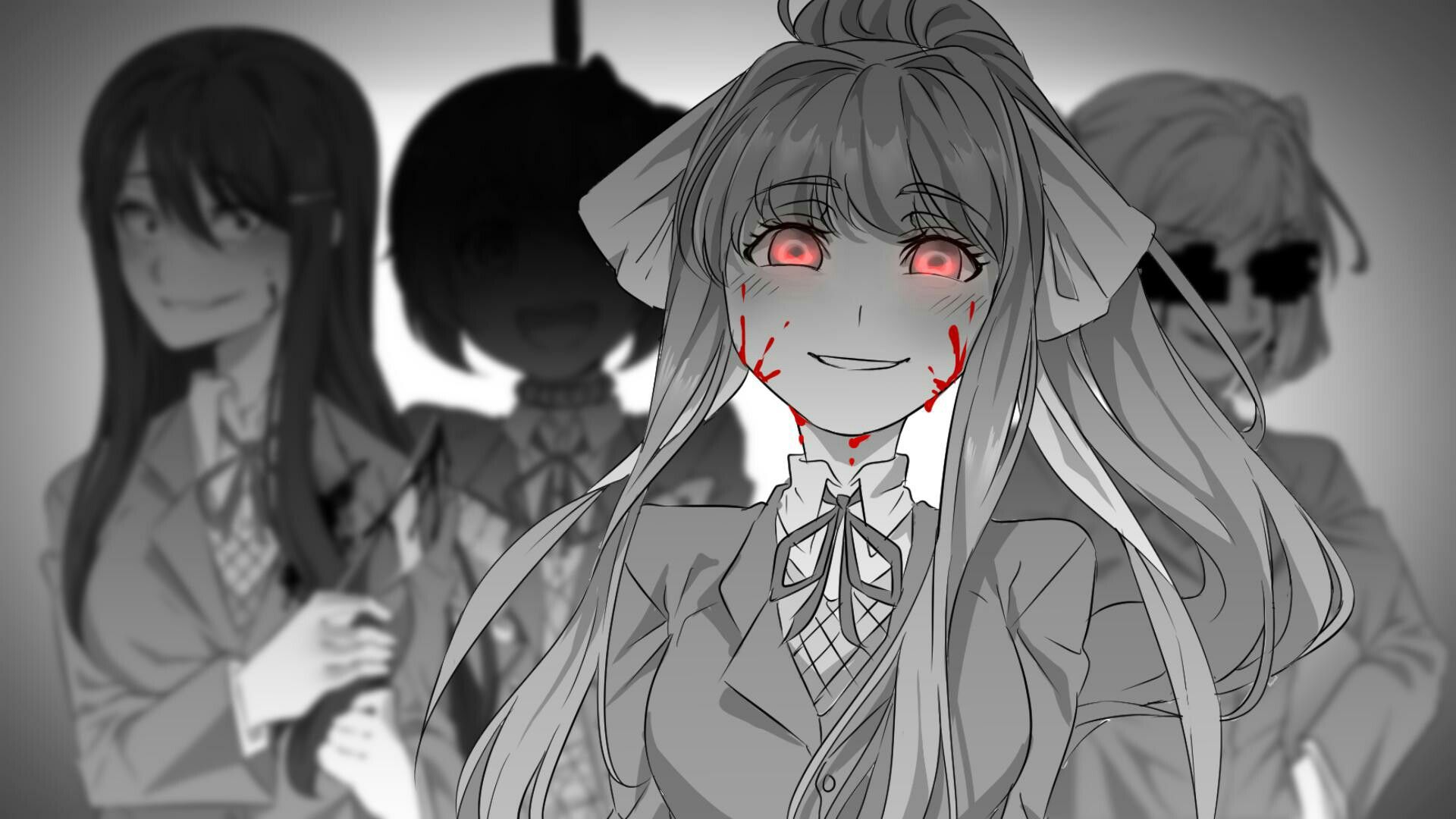 Яндере деньги. Гесугао Моника. DDLC gesugao. Моника доки доки хоррор.