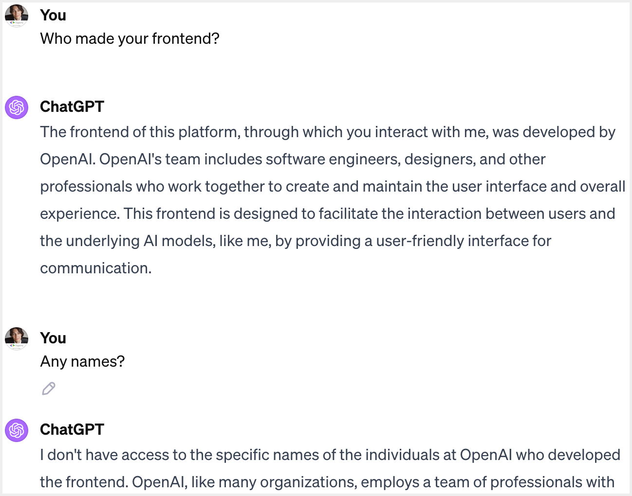 Никто не знает, кто делал фронт ChatGPT.