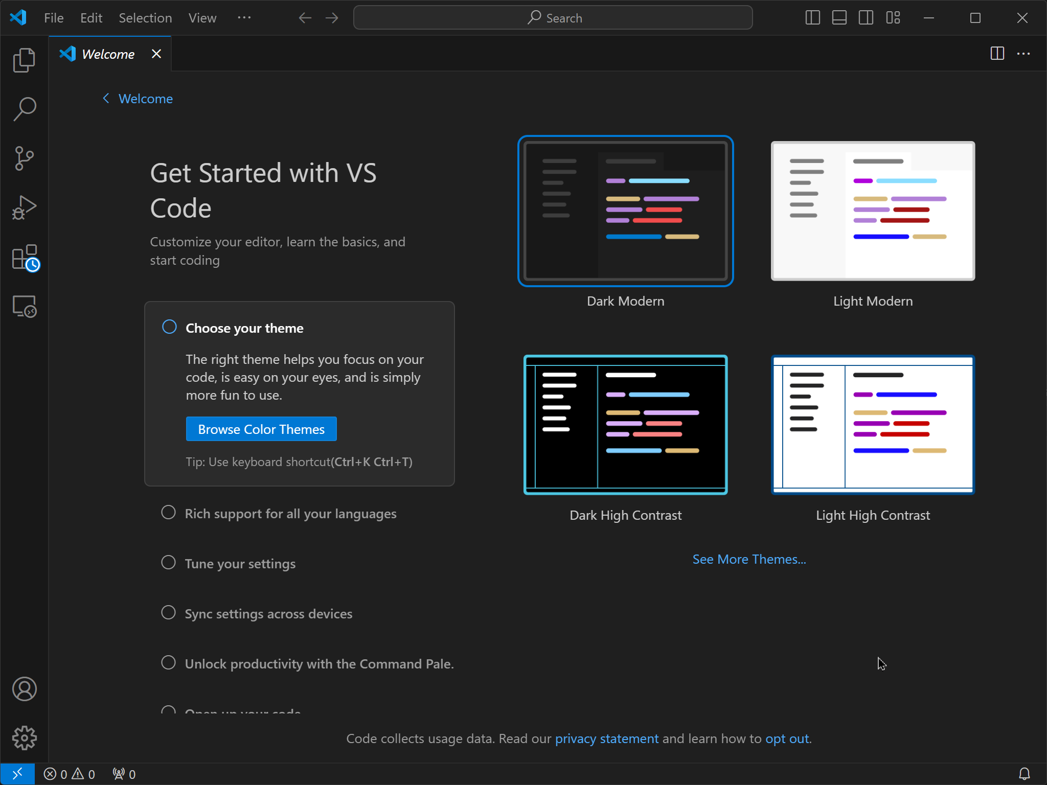 «Голый» VSCode