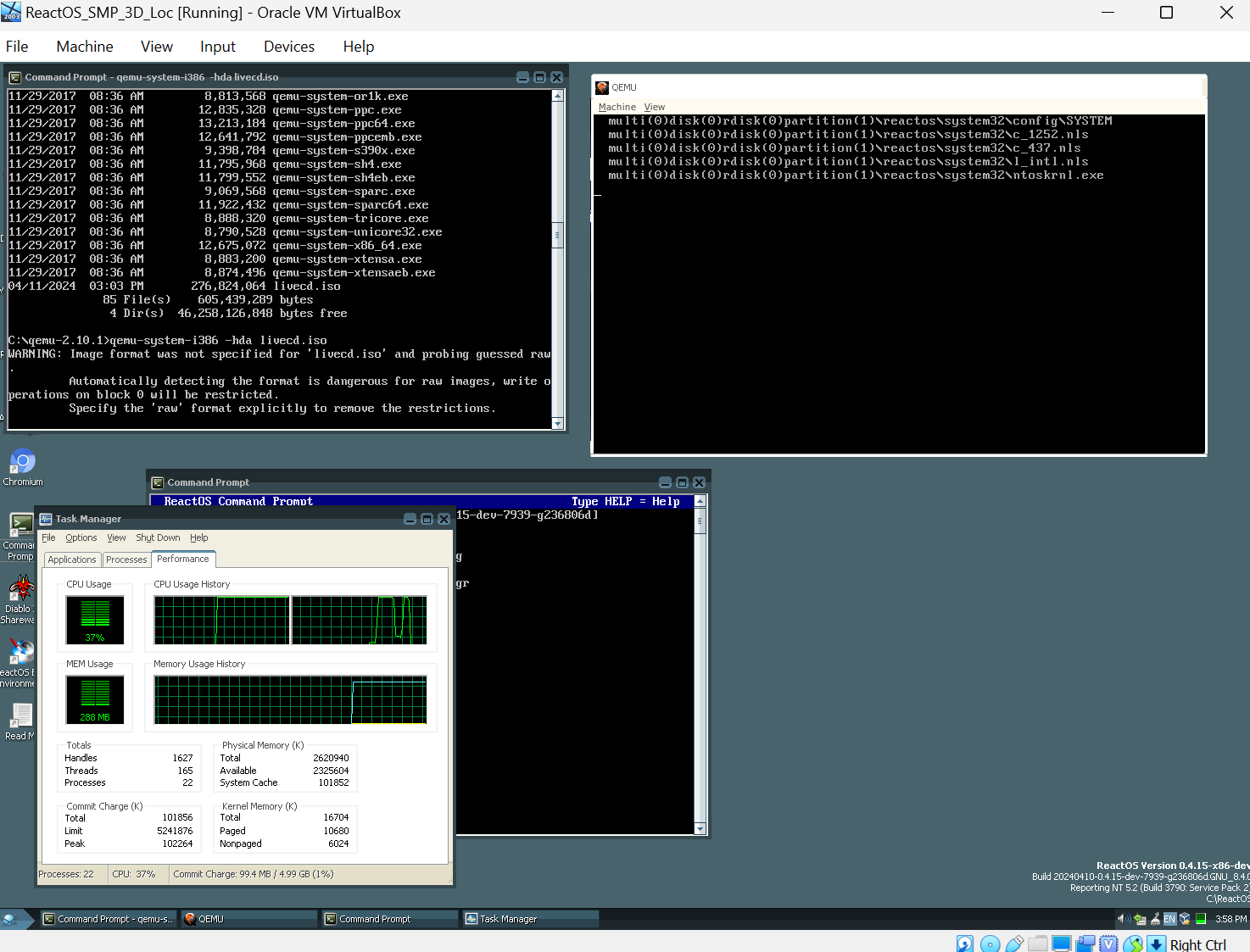 Экспериментальная сборка ReactOS 32-бит с SMP