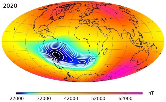  «Южноатлантическая аномалия» — это область, где магнитный щит Земли слаб.