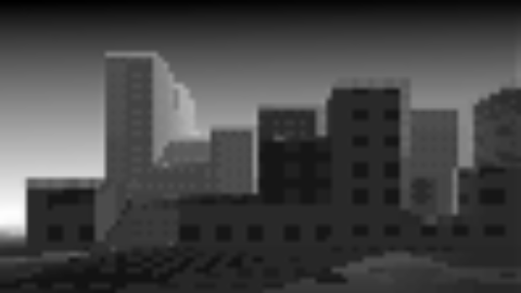 Финальное изображение с городом, текстурами и тенями