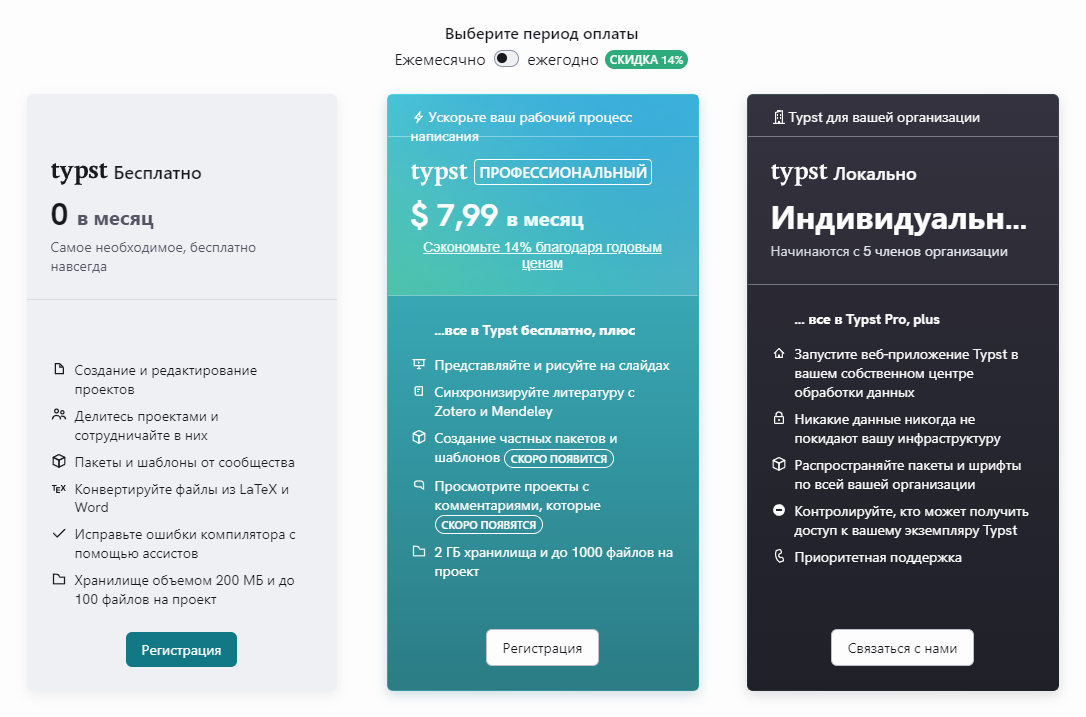 Тарифы онлайн-сервиса Typst, машинный перевод