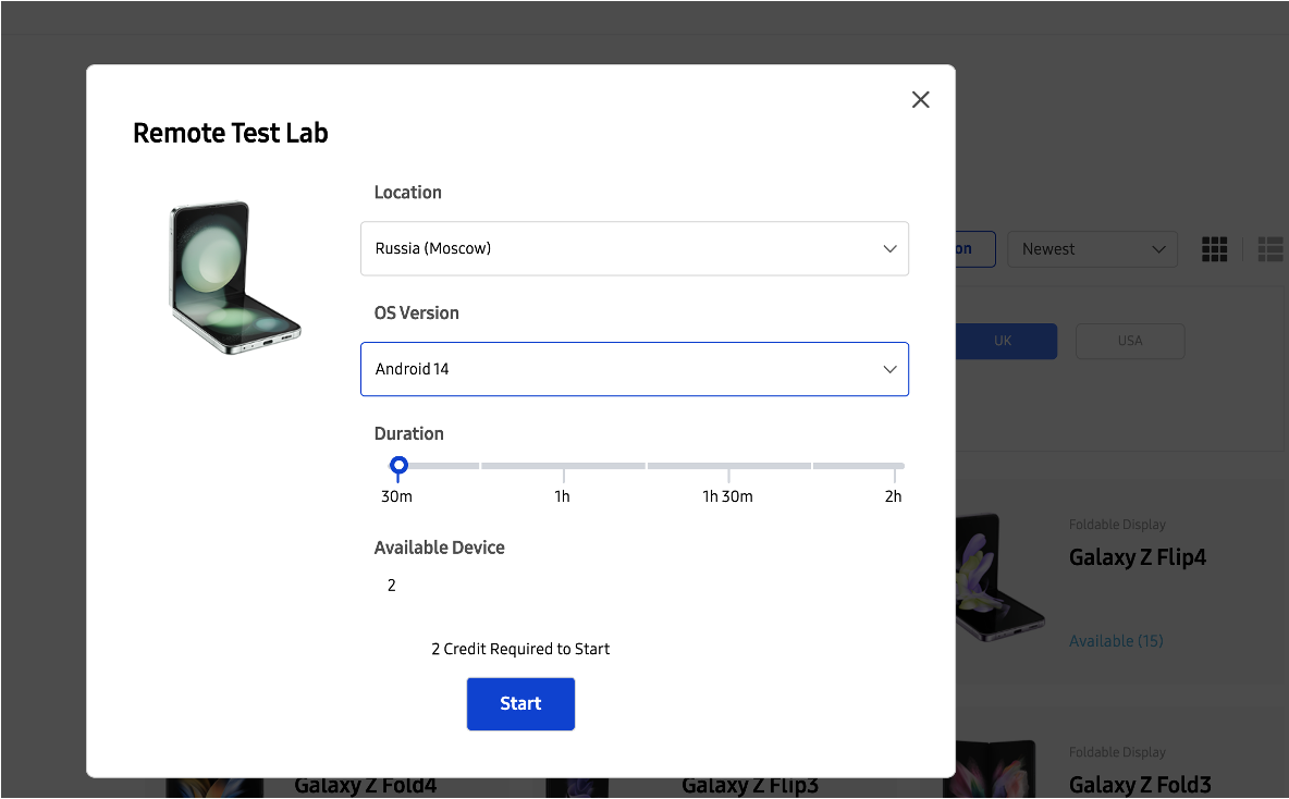 Samsung Remote Test Lab: аренда устройства.