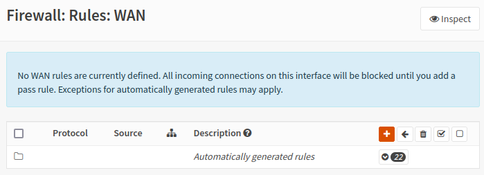 Правил для интерфейса WAN. По умолчанию запрещено все