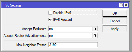 Глобальные настройки IPv6