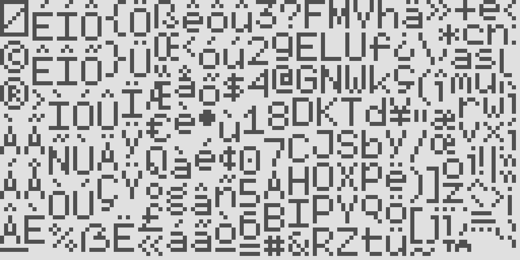 Font characters packed tightly into a texture atlas