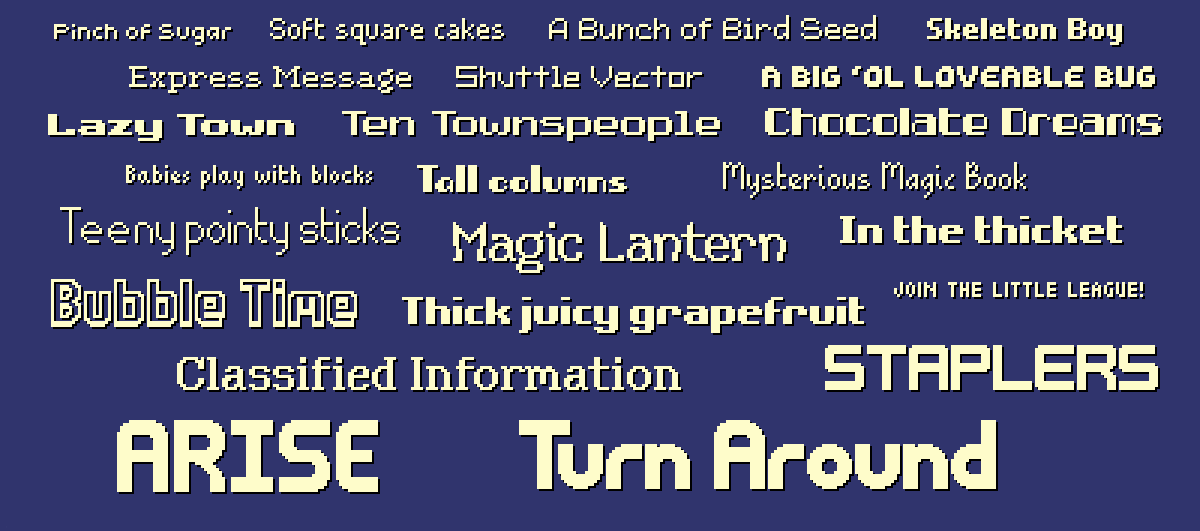 Preview of pixel font pack 2