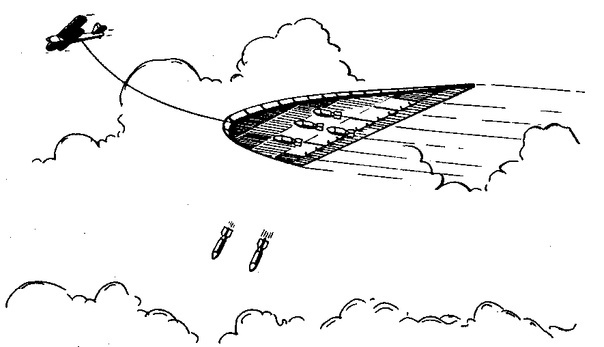 Ещё один удивительный прожект: планёр-бомбардировщик! Подробностей я не нашёл