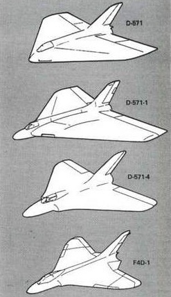 «Летающее крыло» D-571 в процессе разработки эволюционировало в «бесхвостку» F4D