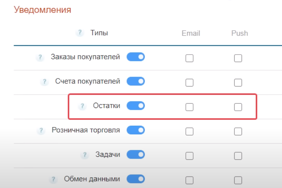 Еще пользуемся неснижаемым остатком. Это когда приходит уведомление, если товар заканчивается.  