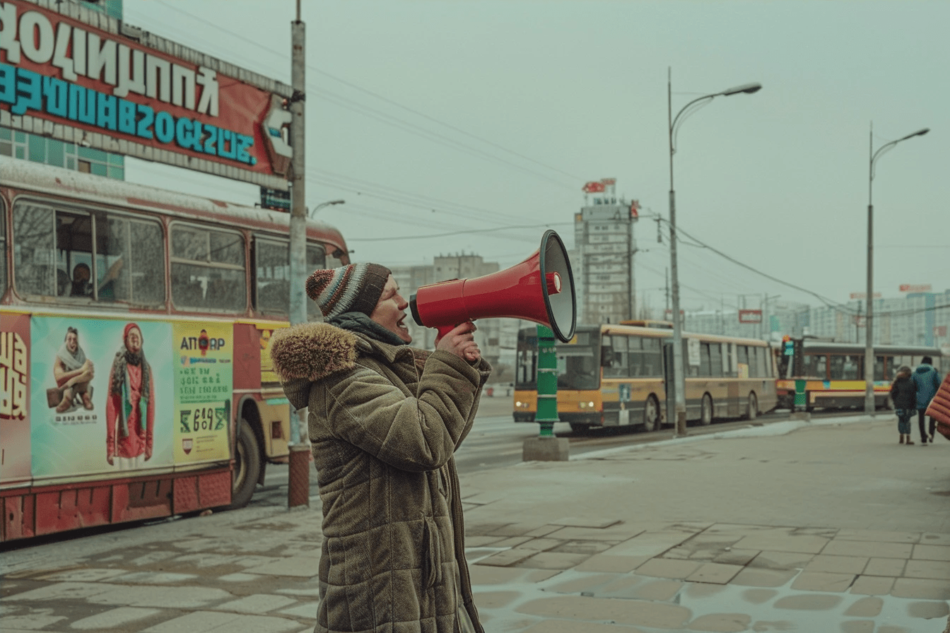 Нас рекламировали глашатаи на автостанциях (фото для атмосферы сгенерировали нейросетью).  