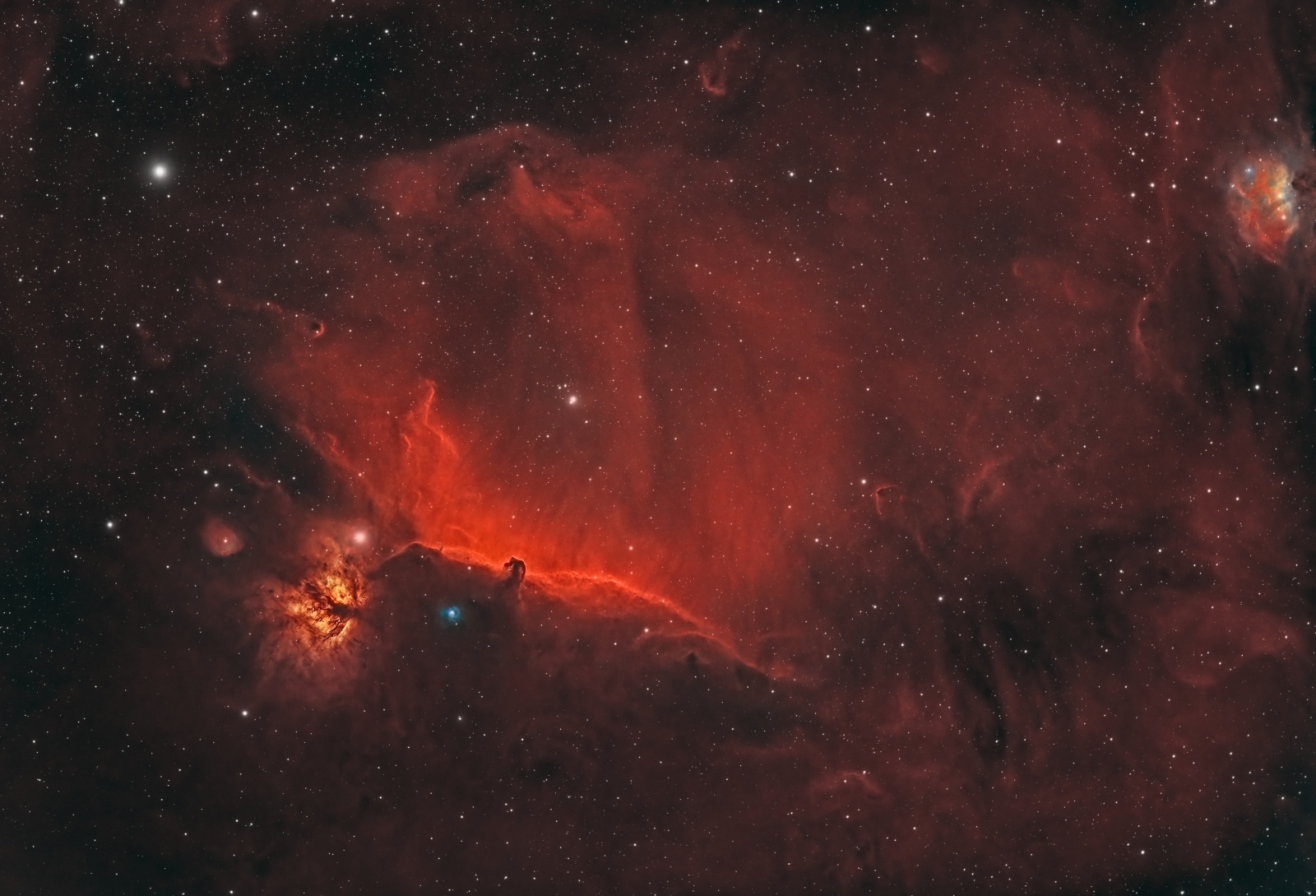 IC 434, NGC 2024 (Туманность Конская Голова и Плямя)Объектив: Askar FMA230; Камера: ZWO ASI294MM Pro;Монтировка: Sky-Watcher EQ6-R Pro; Софт: PixInsight, PSЭкспозиция: 48 x 300" ISO/Gain: 120 - Optolong Ha 7nm