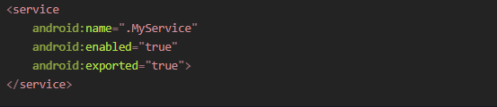 Этот элемент определяет MyService как службу, которая может быть доступна извне приложения.