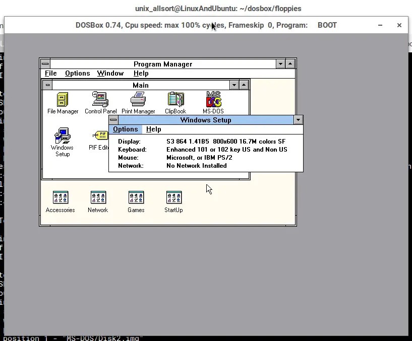 Запуск Windows 3.1 в Dosbox