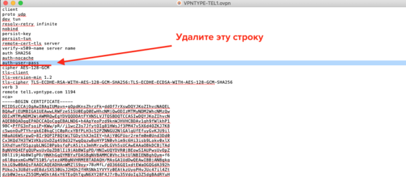 Убрать auth-user-pass из файла .ovpn