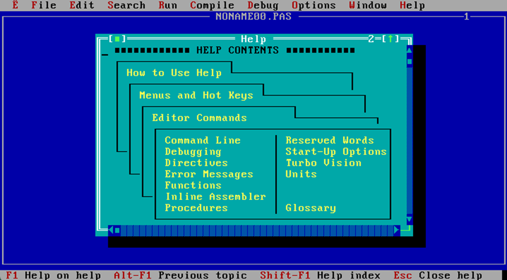 Внешний вид Turbo Pascal 6.0