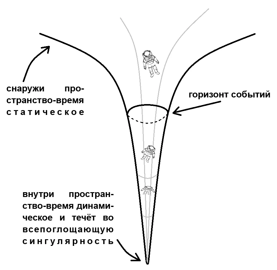 Под горизонтом событий все мировые линии ведут в сингулярность