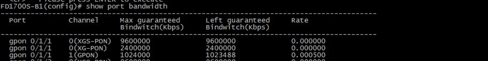 Рис.1.8– Полоса пропускания на XG(S)PON интерфейсе с одним подключенным GPON терминалом