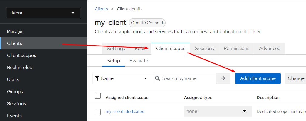 Add client scope