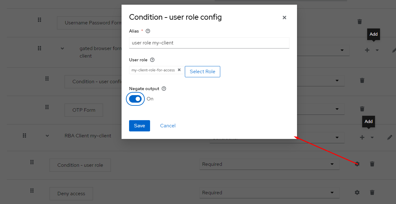 Condition - user role config