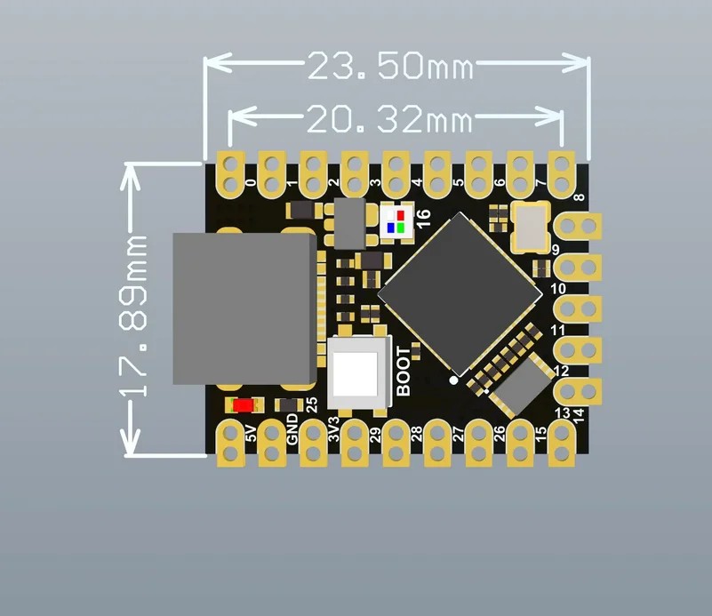 Размеры RP2040 SuperMini
