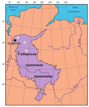 Границы распространения Сибирских траппов.