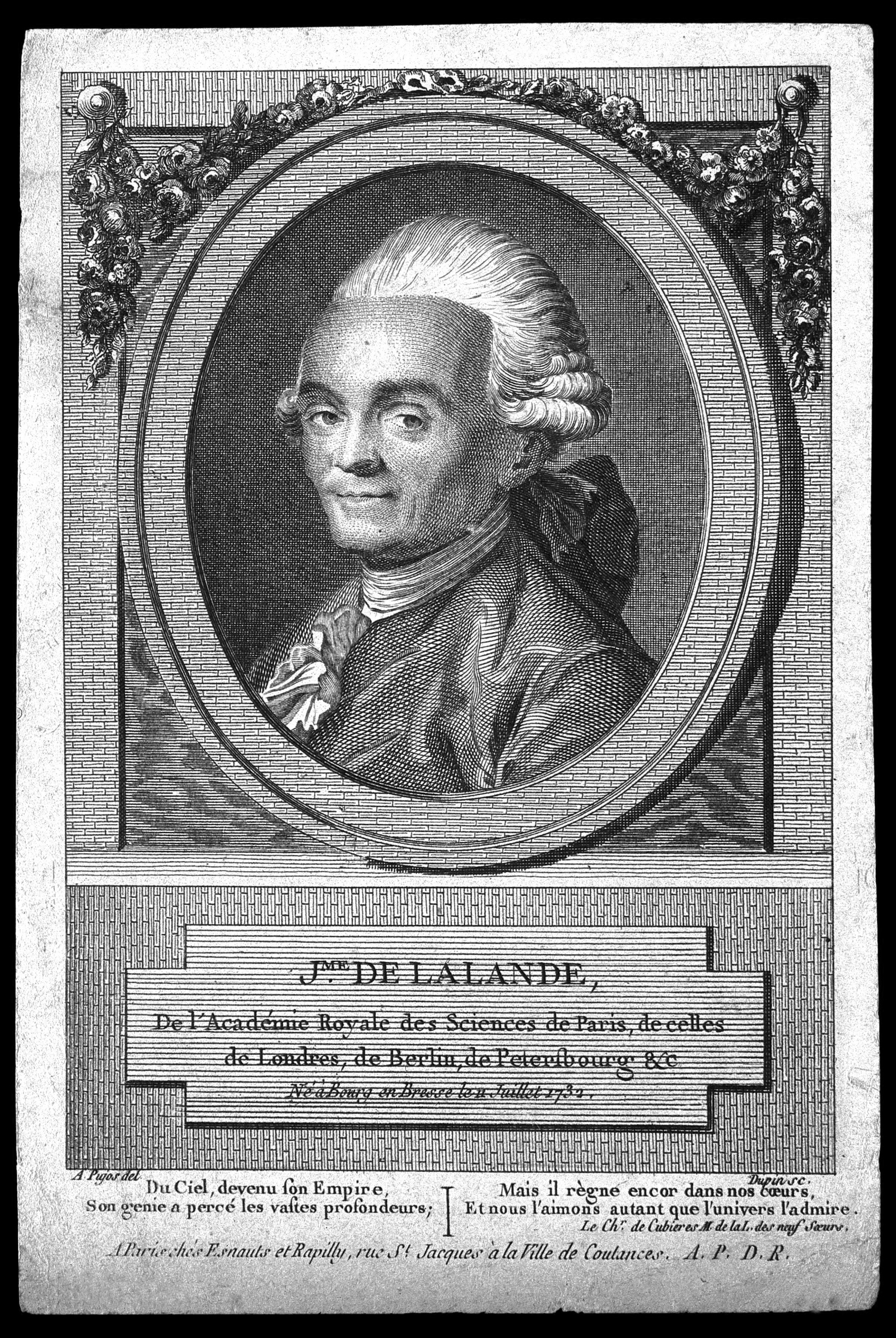 Жозеф Жером Лефрансуа де Лаланд (1732–1807). Гравюра Николя Дюпена по рисунку Андре Пуйоса, 1773 год.