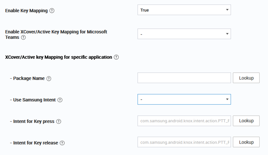 Раздел настройки Key Mapping в Knox Service Plugin