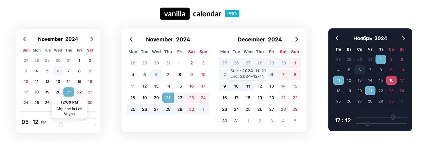 Превью Vanilla Calendar Pro v3