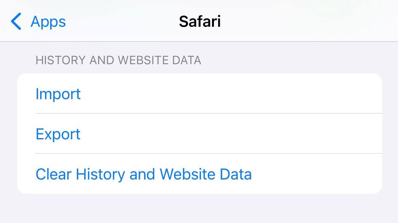 В приложении Настройки в меню Safari теперь есть новый раздел для управления данными и историей сайтов. Добавлены параметры импорта, экспорта, а также инструмент очистки истории и данных веб-сайтов в пару кликов.