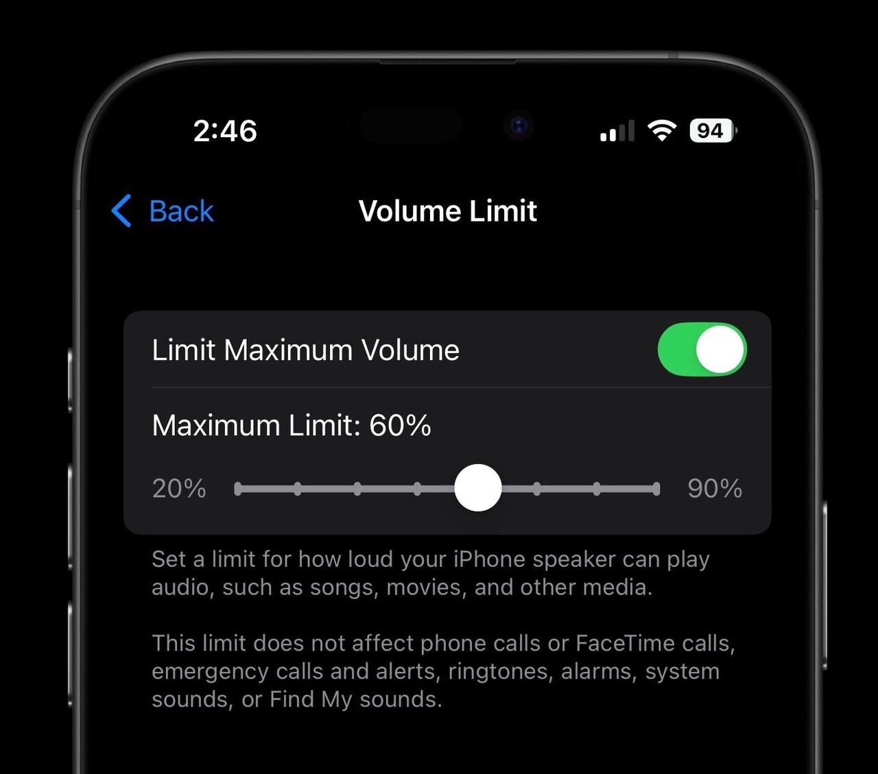 Теперь в iOS можно установить лимит громкости