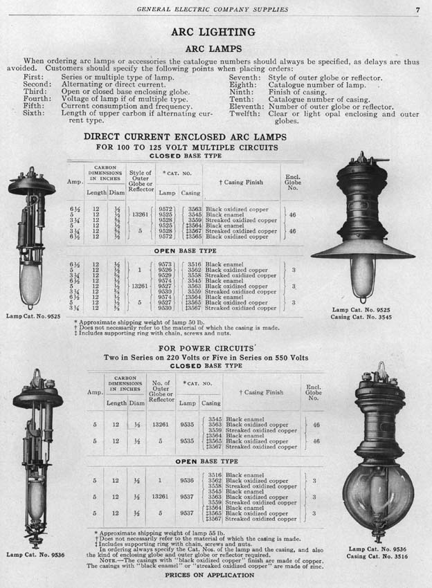 Бумажный каталог уличных дуговых ламп от компании General Electric (1902 год)