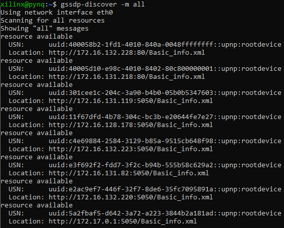 Утилита gssdp-discover выводит информацию о найденных устройствах