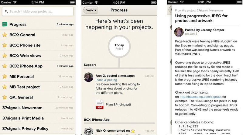 37 signals выпустили официальное iOS приложение для Basecamp. Спустя 8 лет после запуска