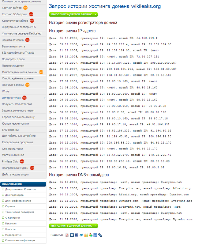 Блог компании REG.RU / История Whois в действии или тайны WikiLeaks.org :)