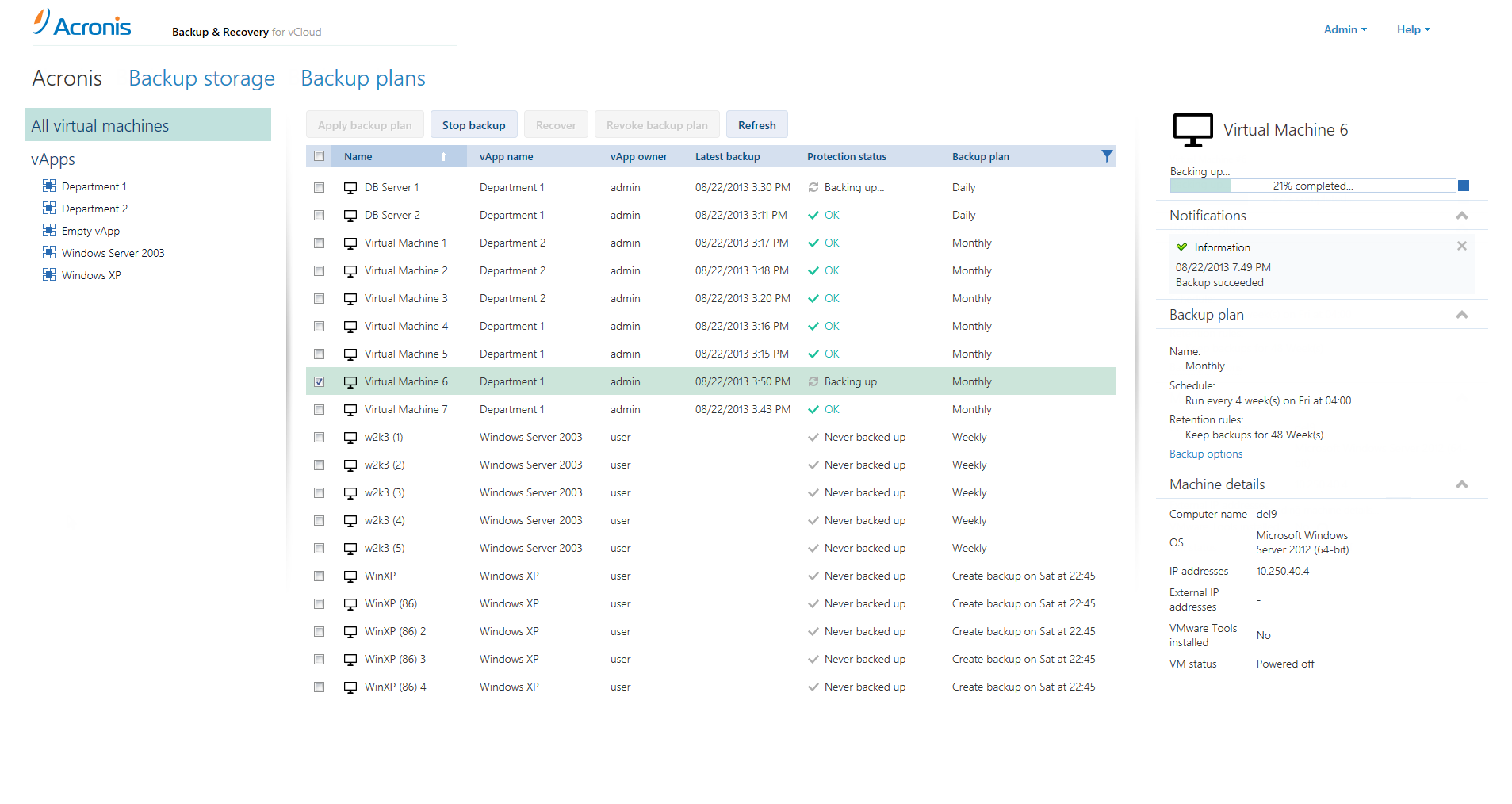 Windows backup service