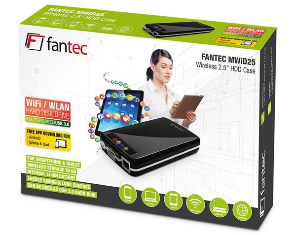 Fantec MWiD25 — корпус для внешнего накопителя с беспроводным подключением к сети