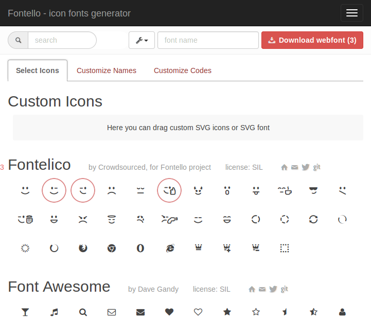 Fontello - генератор иконочных шрифтов. 