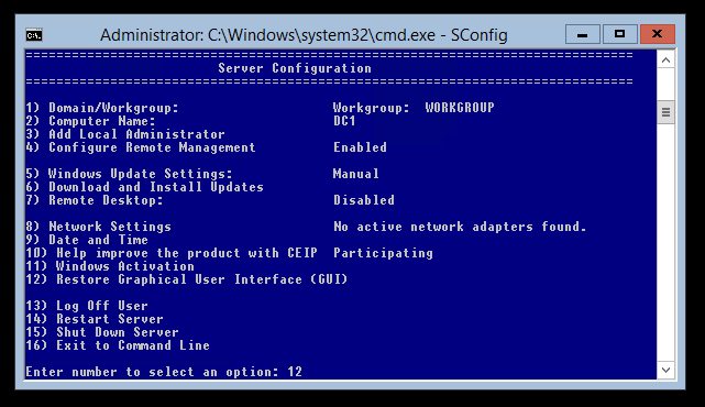 GUI, не GUI — или как включить и отключить графический интерфейс в Windows Server 2012